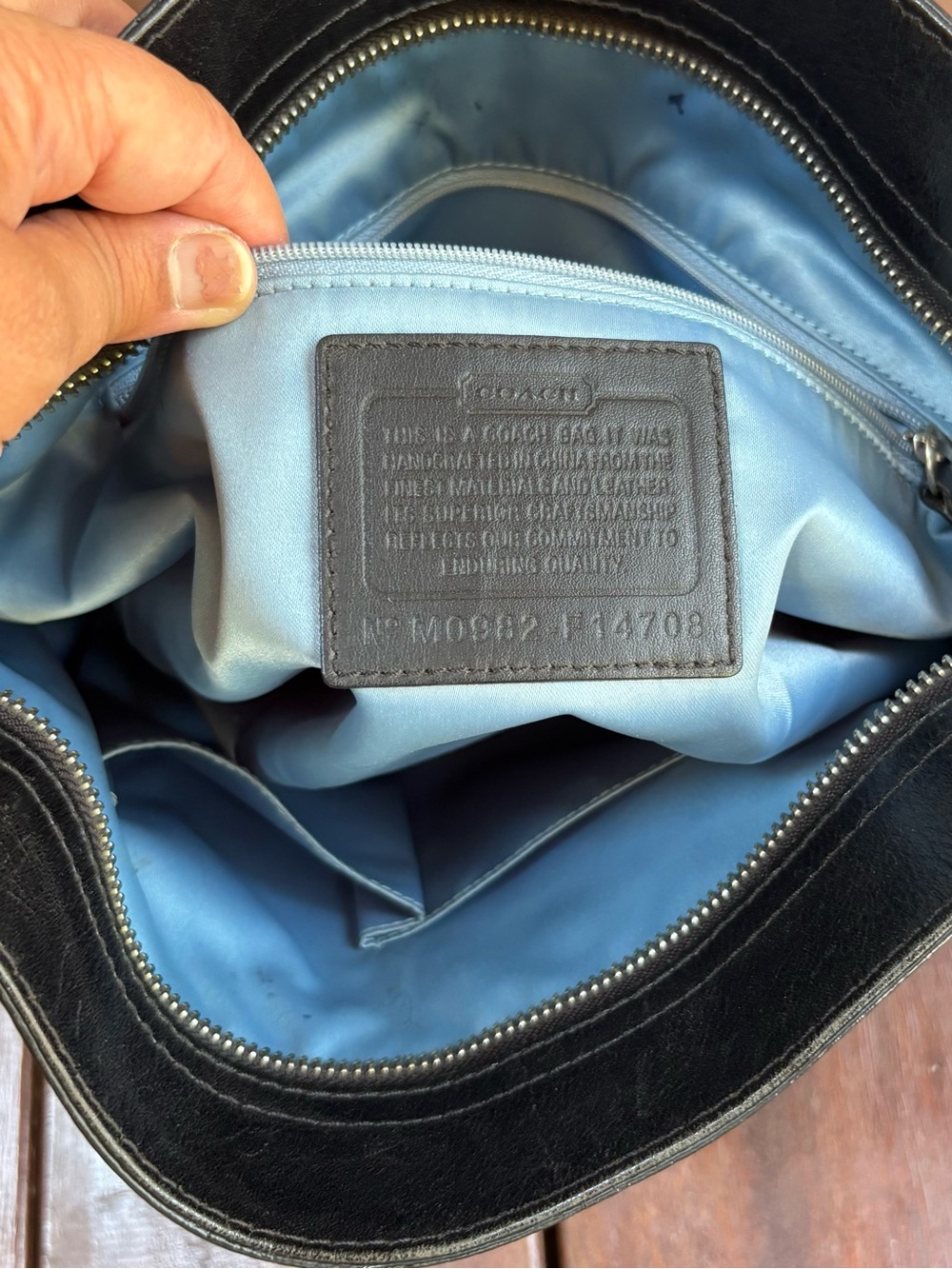 COACH Zoe Signature Black/Gray Hobo Bag Jacquard ZIP Buckle Canvas & Leather - Picture 7 of 11
